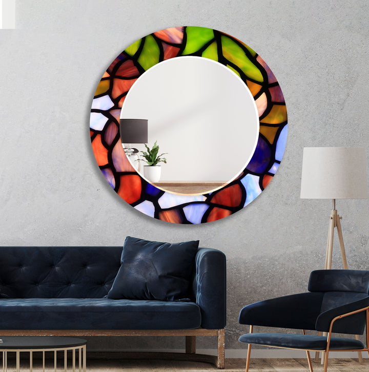 Colored Stones Wall Mirrors Blue Mirror
