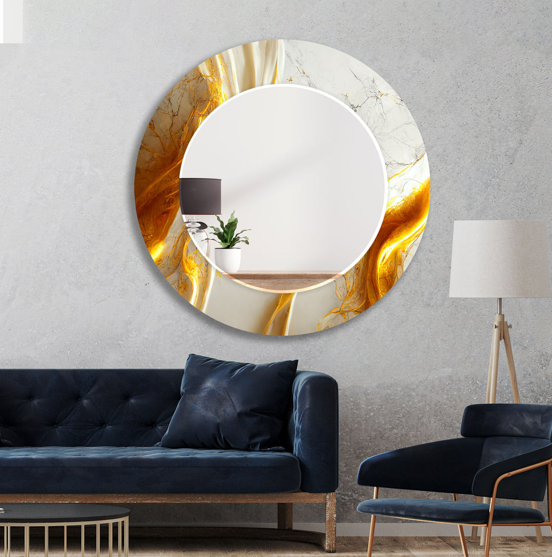 Golden Transition Marble Wall Mirror Modern Mirror
