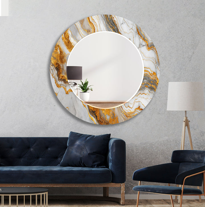 Gold & White Marble Wall Mirrors led mirrors
