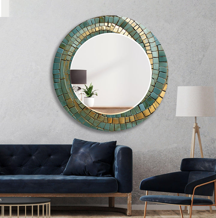 Green and Yellow Mosaic Wall Mirrors oversized wall mirrors
