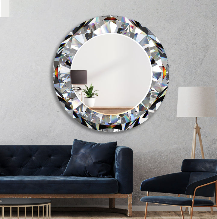 Diamond Effect Round Wall Mirror Rectangle Wall Mirror
