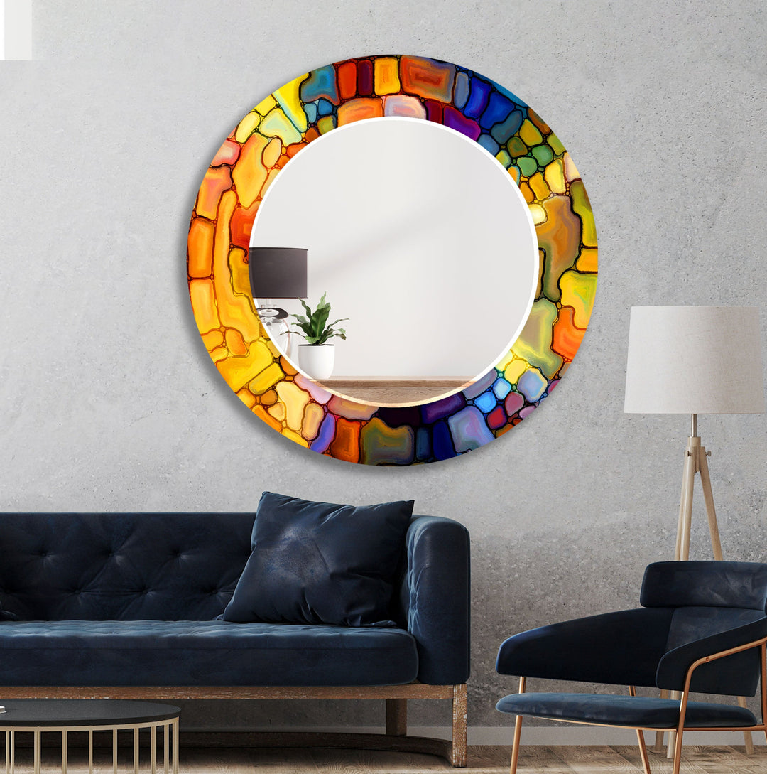 Yellow & Red Stained Wall Mirror mirrors in black
