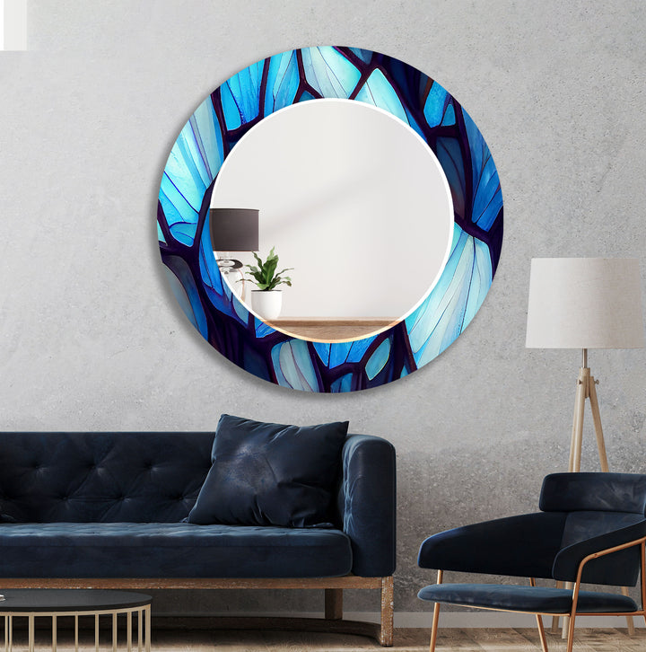 Blue and White Stained Wall Mirrors biggest wall mirror
