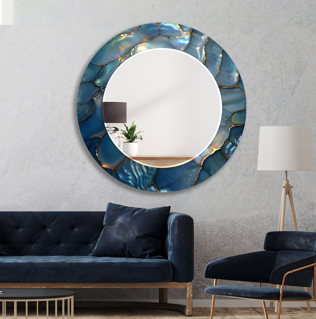 Cracked Blue & Golden Wall Mirror unique mirrors
