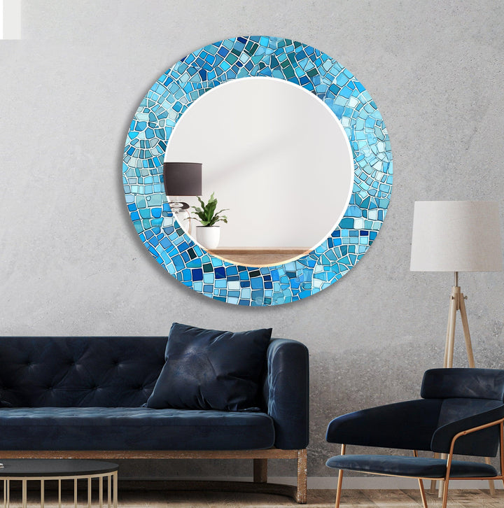 Blue Mosaic Stones Wall Mirror Small Wall Mirror
