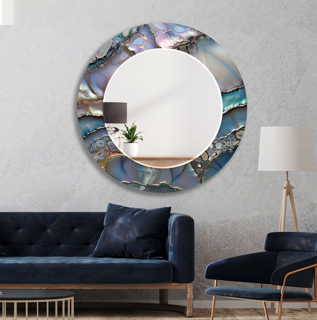 Blue And Purple Marble Wall Mirror Living Room Wall Mirror
