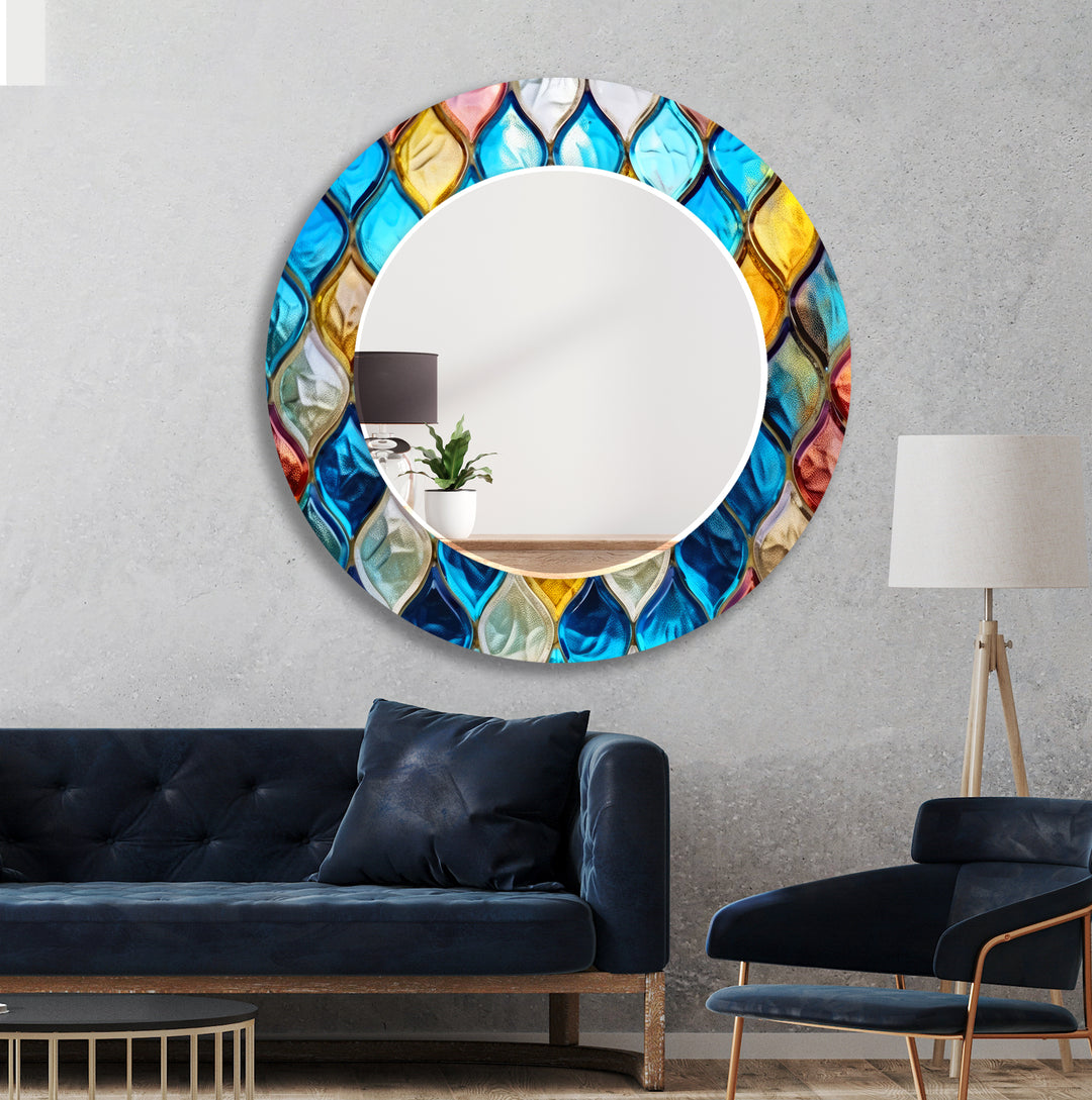 Blue Mosaic Stones Wall Mirrors Huge Wall Mirror
