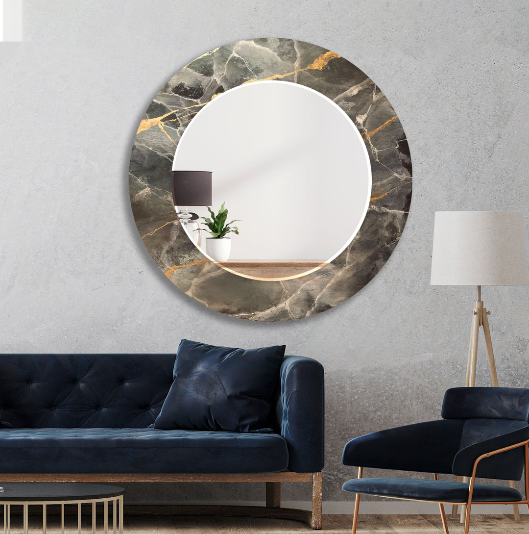 Grey Marble Wall Mirror Decorative Mirror
