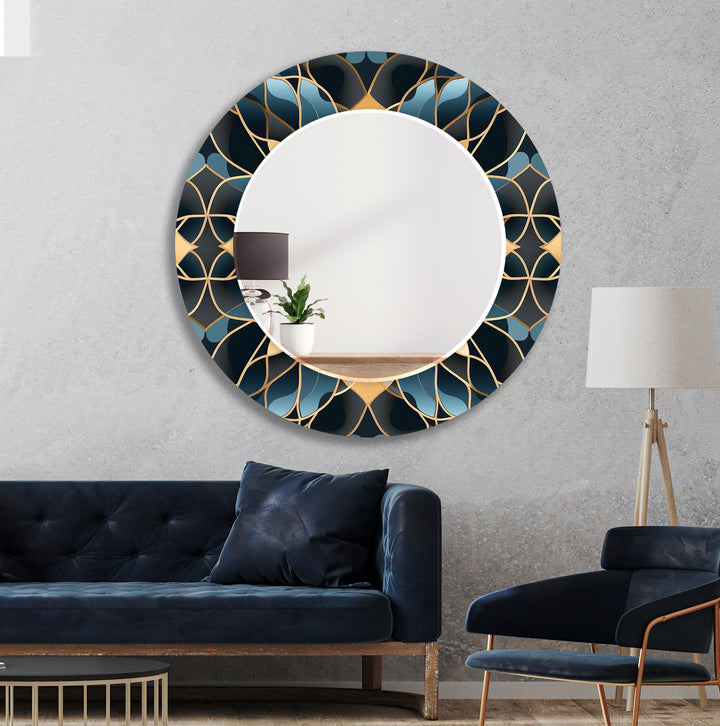 Dark Blue Leaves Wall Mirror large mirror
