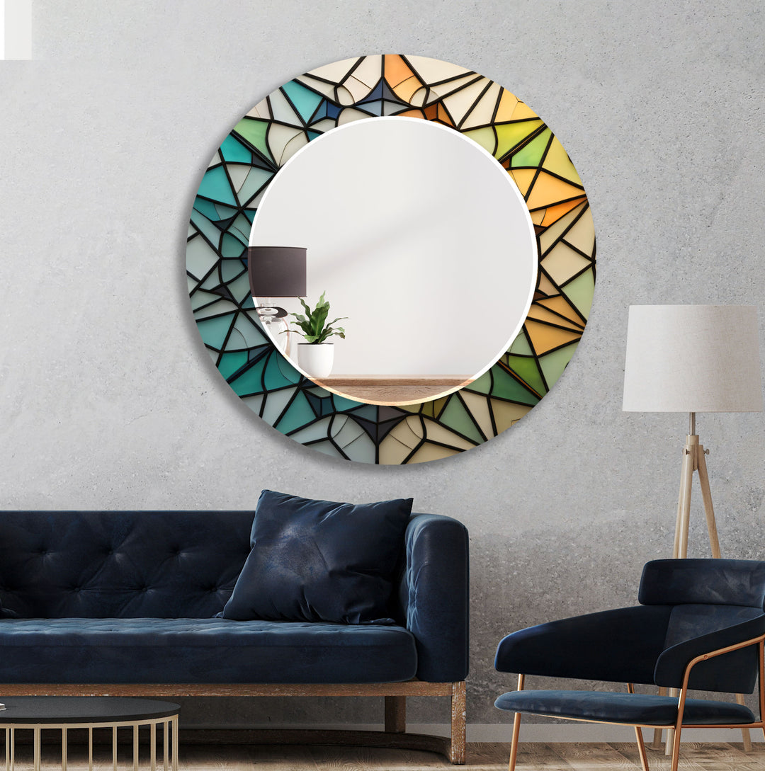 Blue and Yellow Stained Wall Mirrors Huge Wall Mirror
