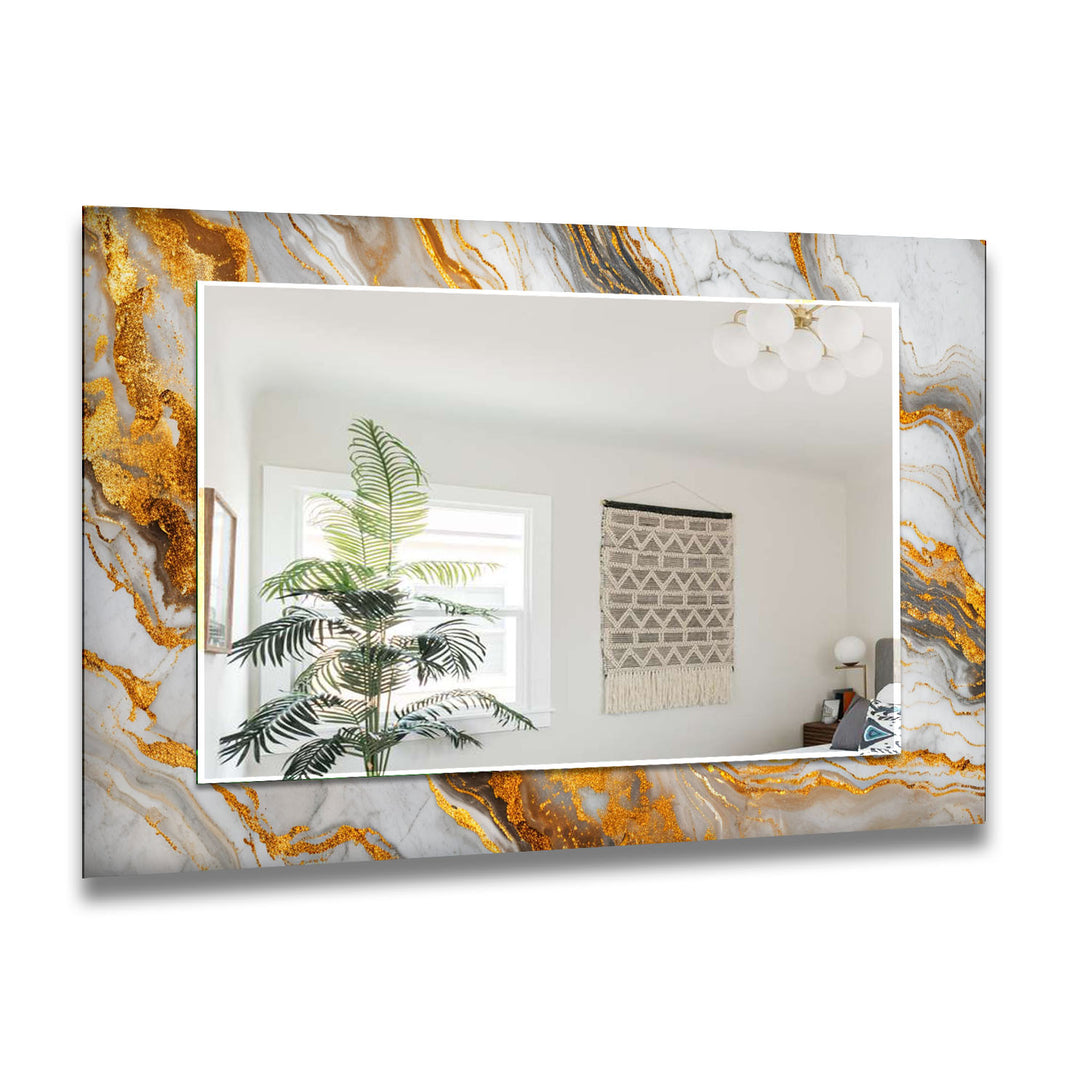 Gold & White Marble Wall Mirrors modern mirror
