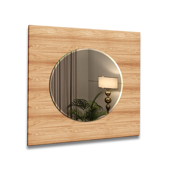 Light Brown Wood Pattern Wall Mirror Rectangle Mirror
