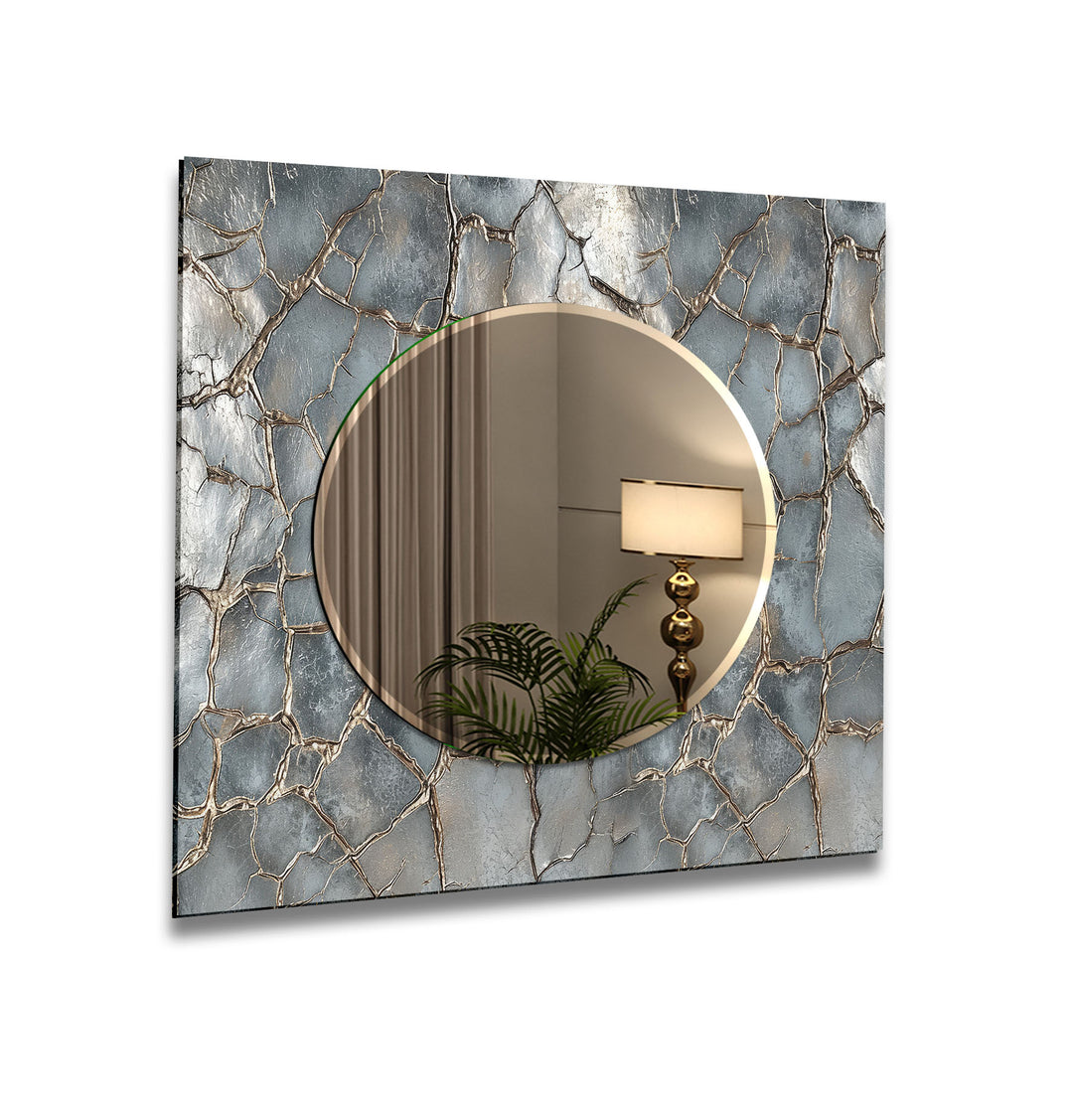 Gray Shiny Cracked Stone Wall Mirror modern mirror
