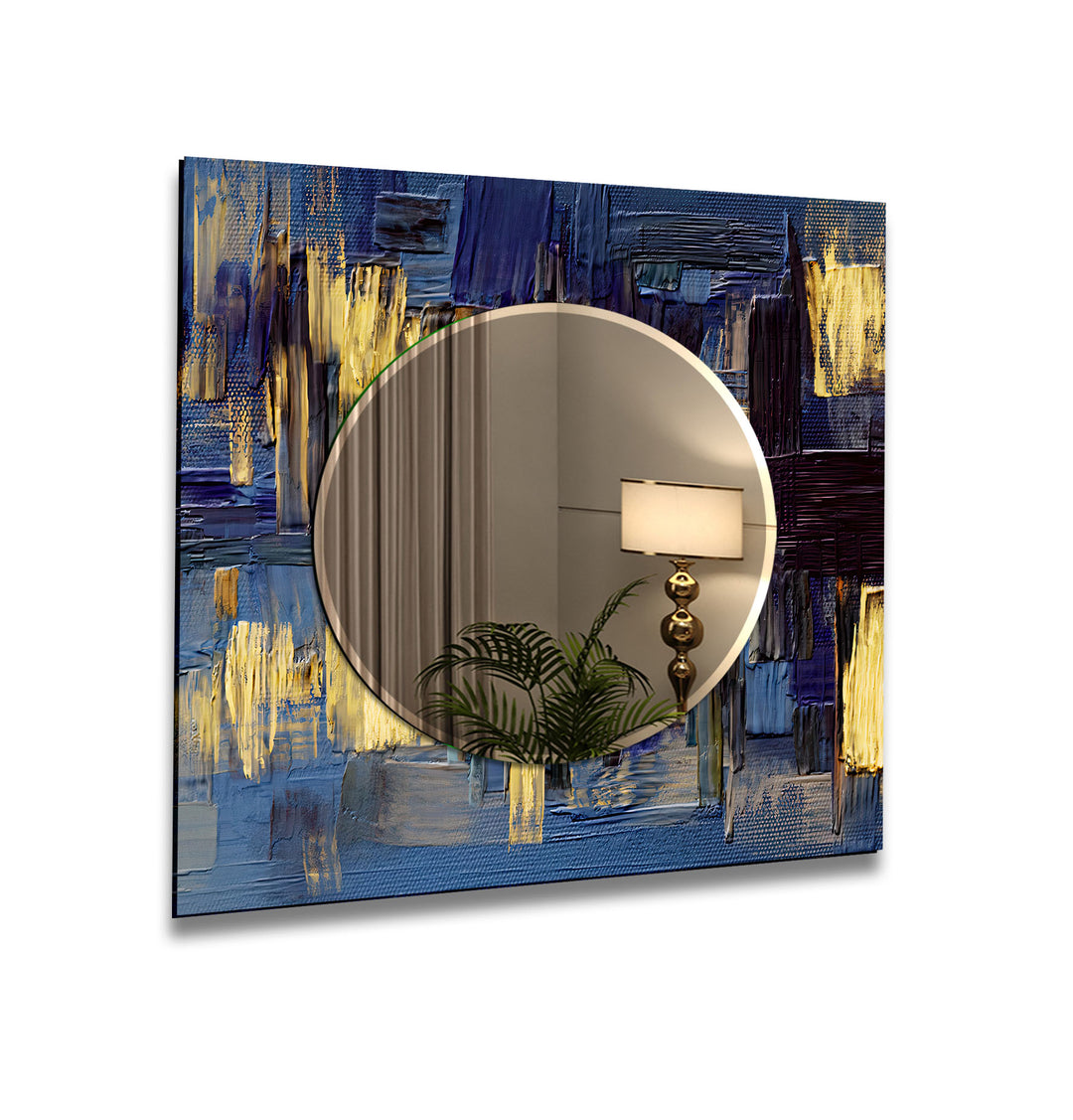 Blue & Yellow Painting Wall Mirror Mosaic Wall Mirror
