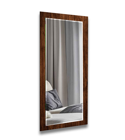 Wooden Round Tempered Glass Wall Mirror