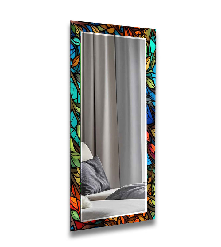 Colorful Stained Trees Wall Mirror Entryway Wall Mirror
