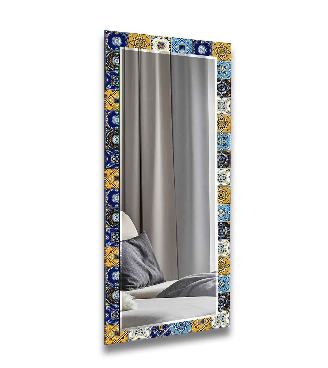 Navy Blue and Yellow Mosaic Wall Mirrors decorative mirrors   
