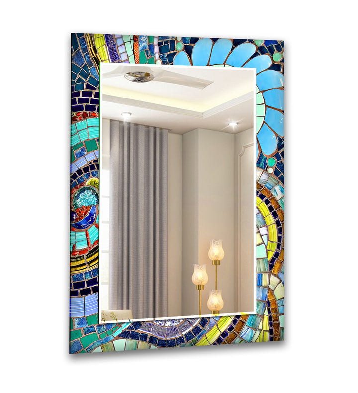 Mosaic Blue Design Wall Mirrors mirror art
