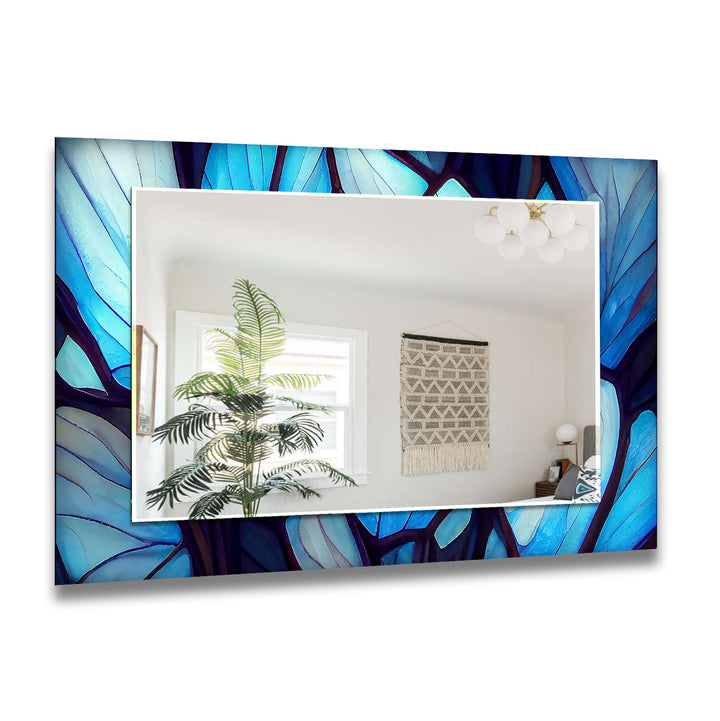 Blue and White Stained Wall Mirrors large floor mirror
