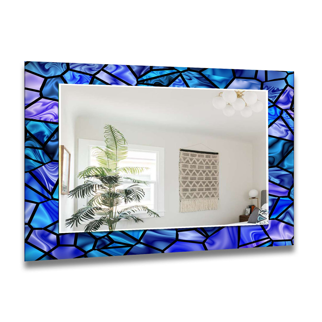 Stained Vivid Blue Wall Mirror Huge Wall Mirror
