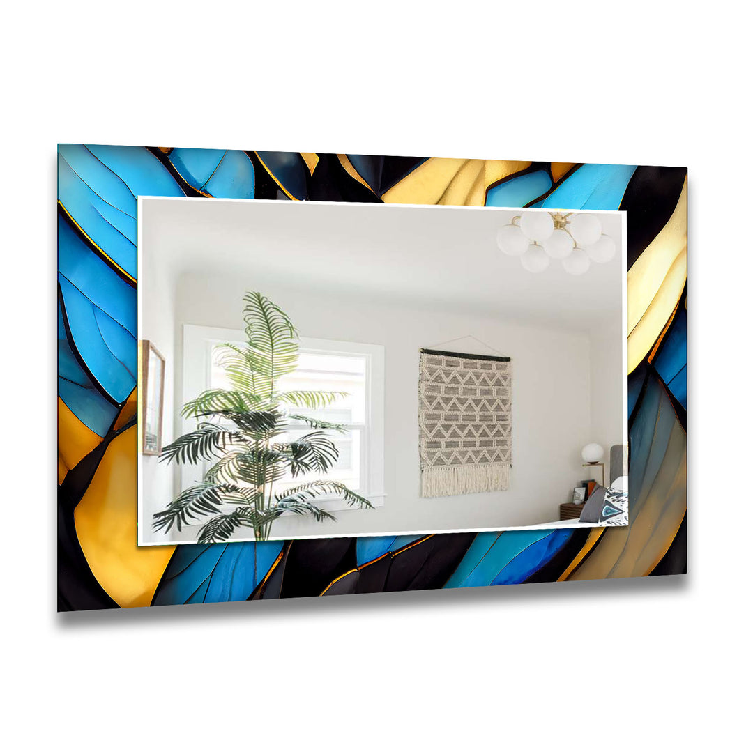 Blue Decorative Patterns Wall Mirror Rectangle Wall Mirror
