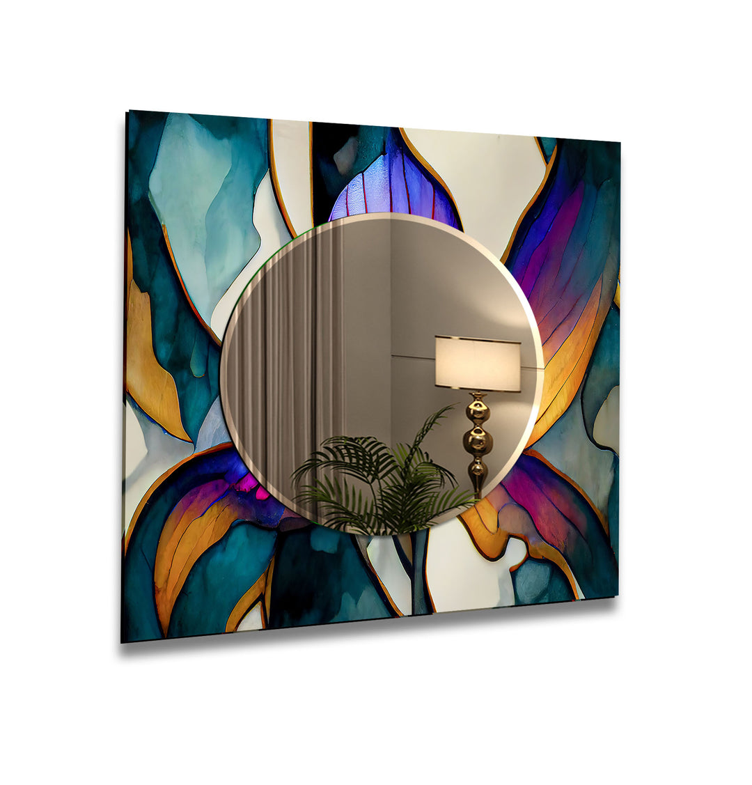 Purple and Green Abstract Wall Mirror Living Room Mirror
