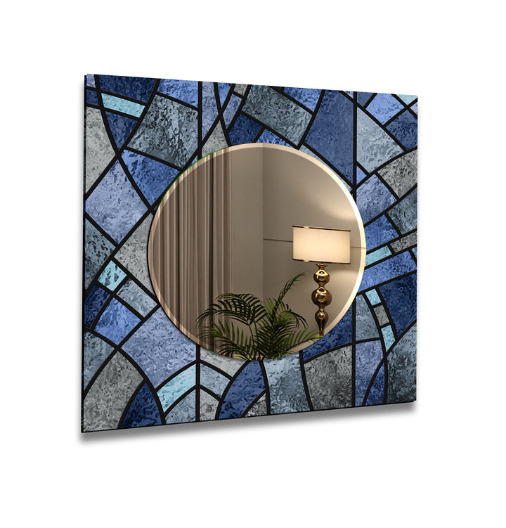 Blue Stained Wall Mirrors Decorative Mirror
