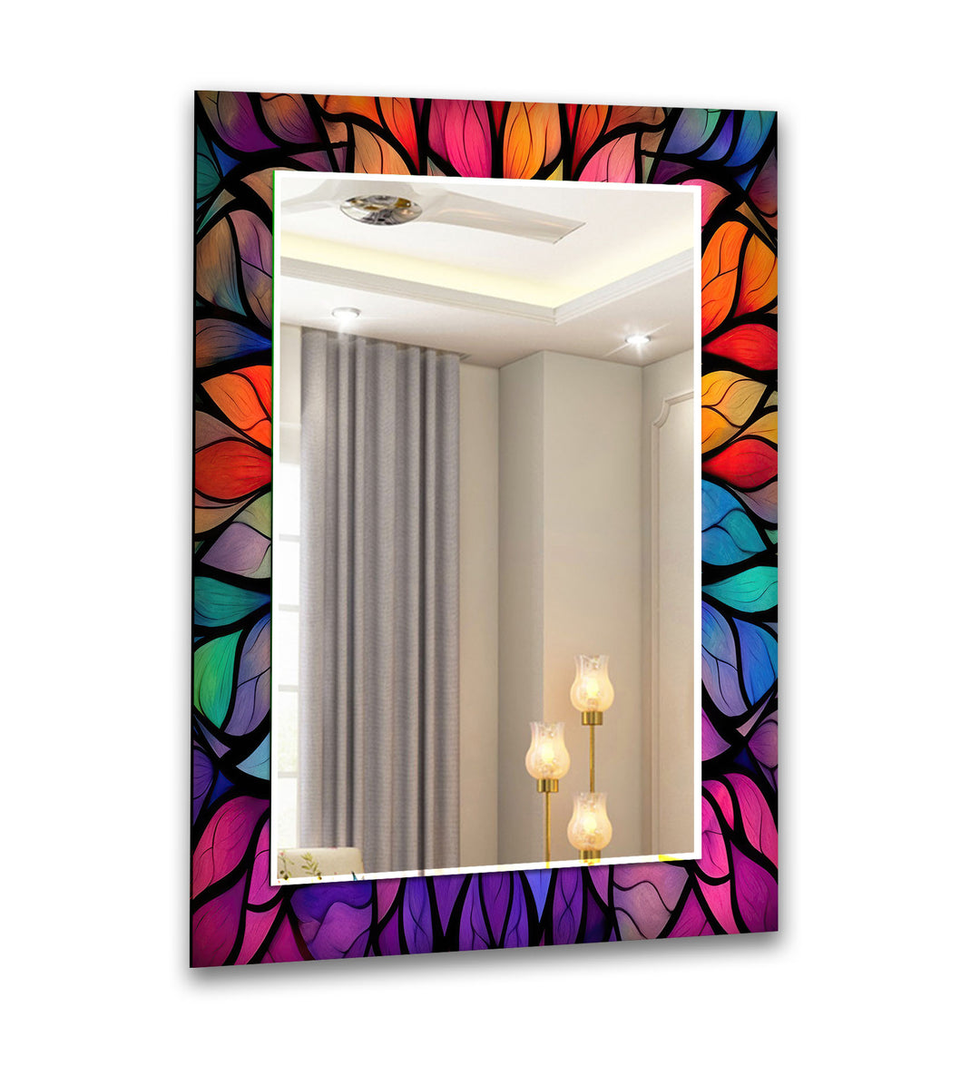 Stained Flower Wall Mirror Green Wall Mirror
