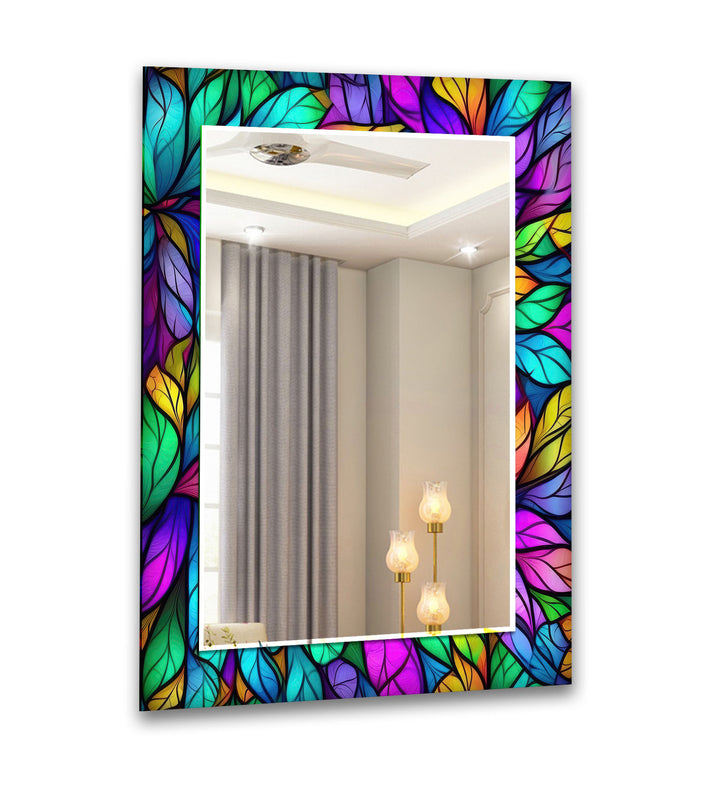 Colorful Leafs Wall Mirror Square Mirror
