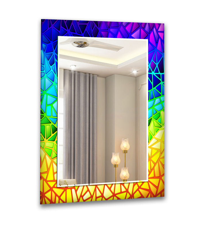 Rainbow Colored Stained Wall Mirror gold frame mirror
