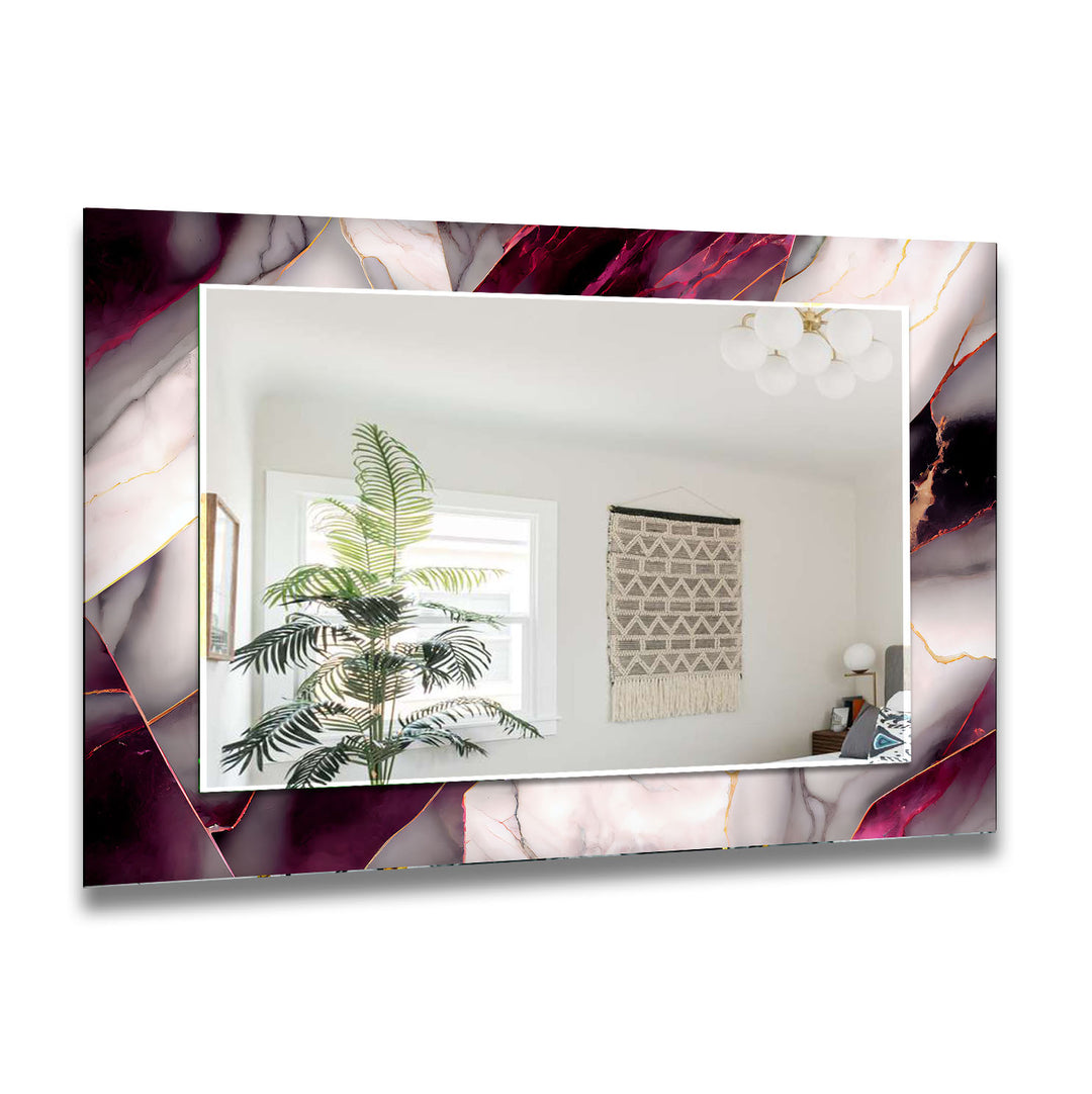 Dark Pink & White Marble Wall Mirror long mirror
