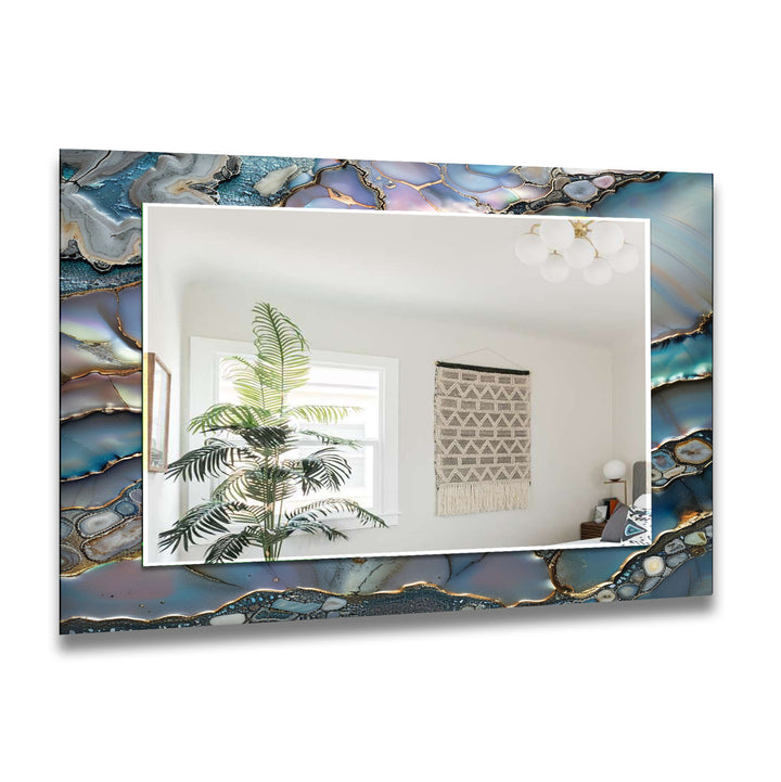 Blue And Purple Marble Wall Mirror Gold Wall Mirror
