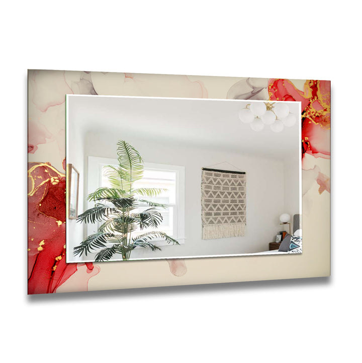 Beige Red Golden Details Wall Mirrors Living Room Wall Mirror
