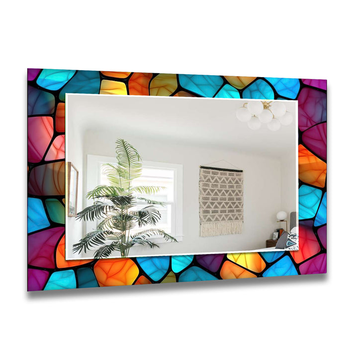 Vividly Colored Mosaic Wall Mirror Square Mirror
