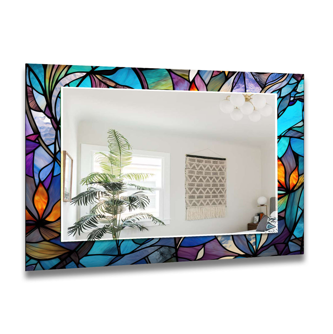 Vivid Colored Leafs Wall Mirrors Square Mirror
