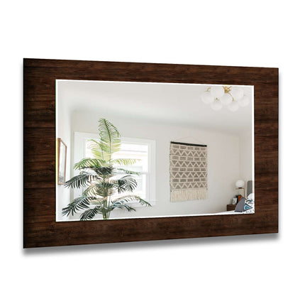 Wooden Round Tempered Glass Wall Mirror