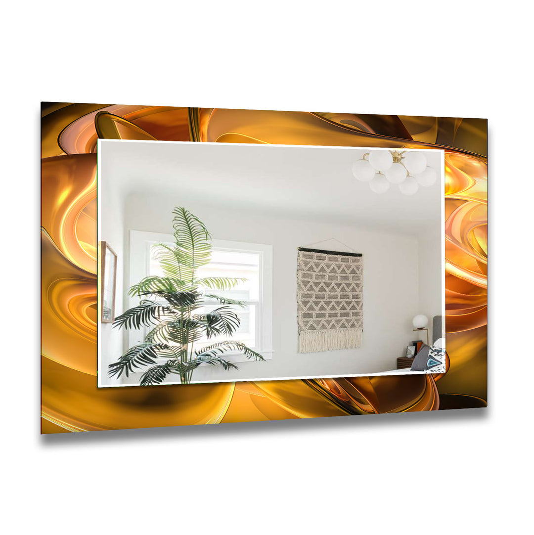 Caramel Color Lines Abstract Wall Mirror big mirror for living room
