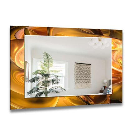 Abstract Tempered Glass Wall Mirror