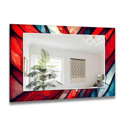 Abstract Tempered Glass Wall Mirror