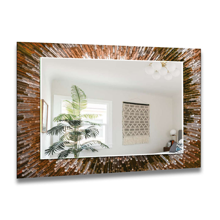 Orange Splash Wall Mirror white framed mirror
