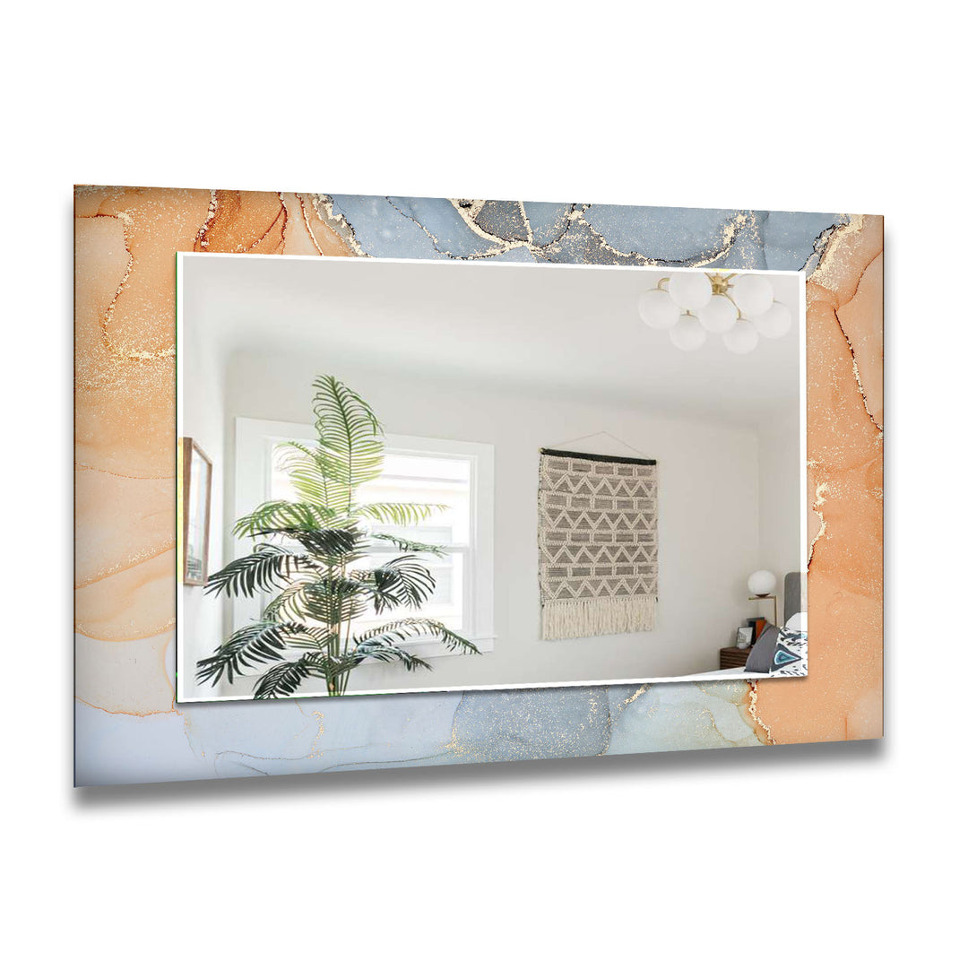 Orange & Grey Abstract Wall Mirror Red Wall Mirror
