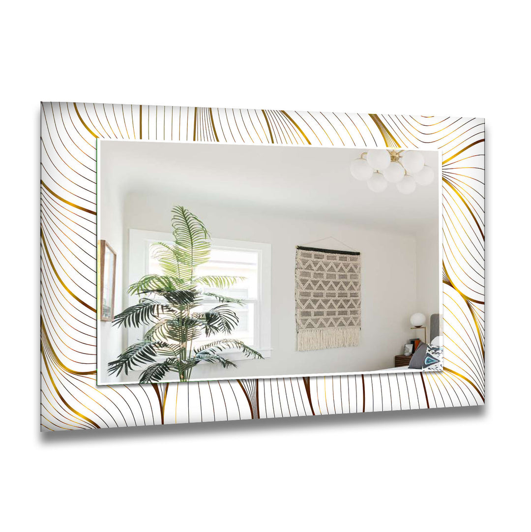 Golden White Wall Mirror Abstract Wall Mirror
