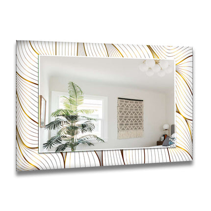 Abstract Tempered Glass Wall Mirror