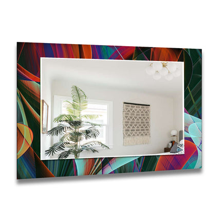 Abstract Tempered Glass Wall Mirror