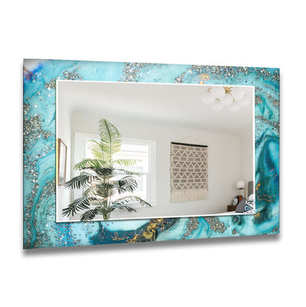 Abstract Tempered Glass Wall Mirror