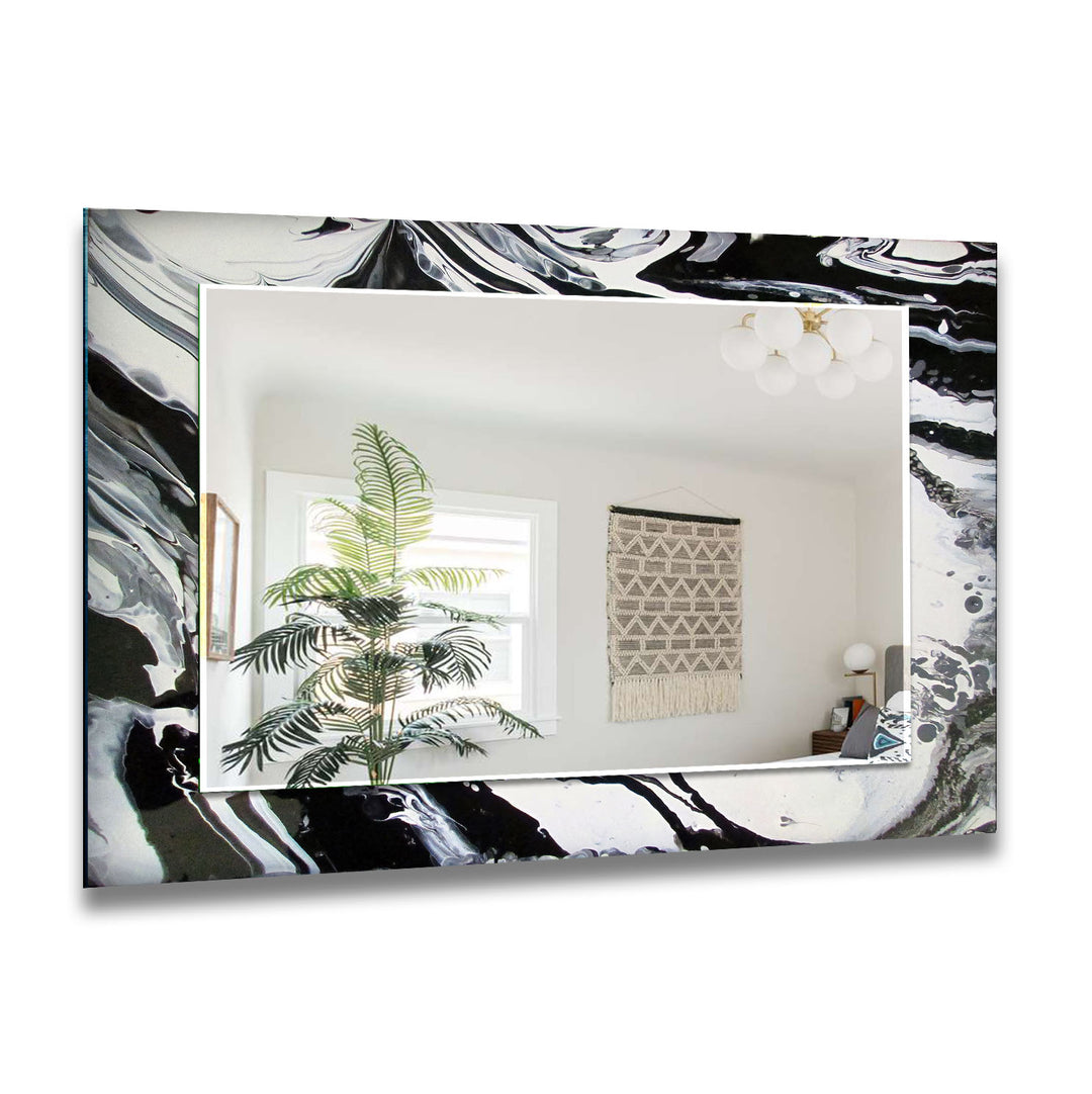 Modern Black & White Marble Wall Mirror modern mirror
