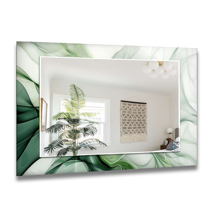 Green White Abstract Wall Mirrors Marble Mirror
