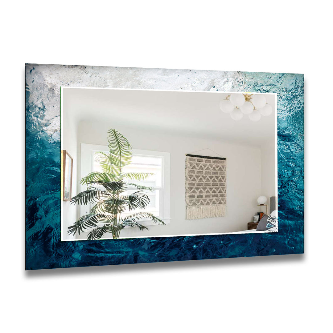 Blue Sea Waves Wall Mirror Mosaic Wall Mirror
