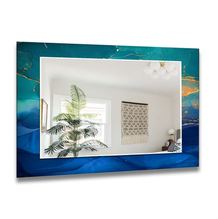 Abstract Tempered Glass Wall Mirror