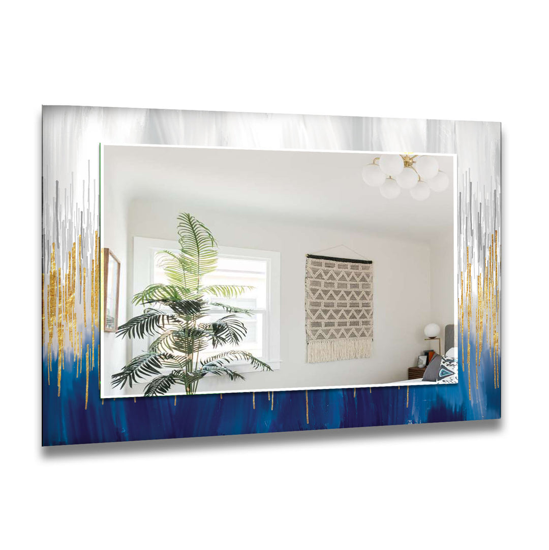 Marble White & Blue Golden Wall Mirror Entryway Mirror
